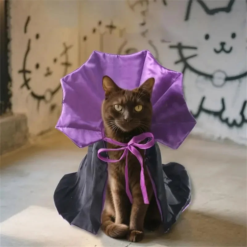 Fantasia halloween para animais estimação, capa fácil usar, amarrada, design confortável, poliéster, roupa para cosplay