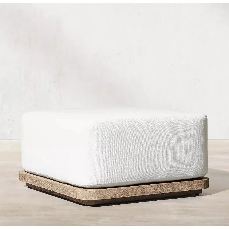 Conjunto de Móveis Modernos para Exterior à Prova d'Água com Pedal, Banco de Madeira Teca e Sofá de Rattan para Jardim, Sala de Estar e Hotéis