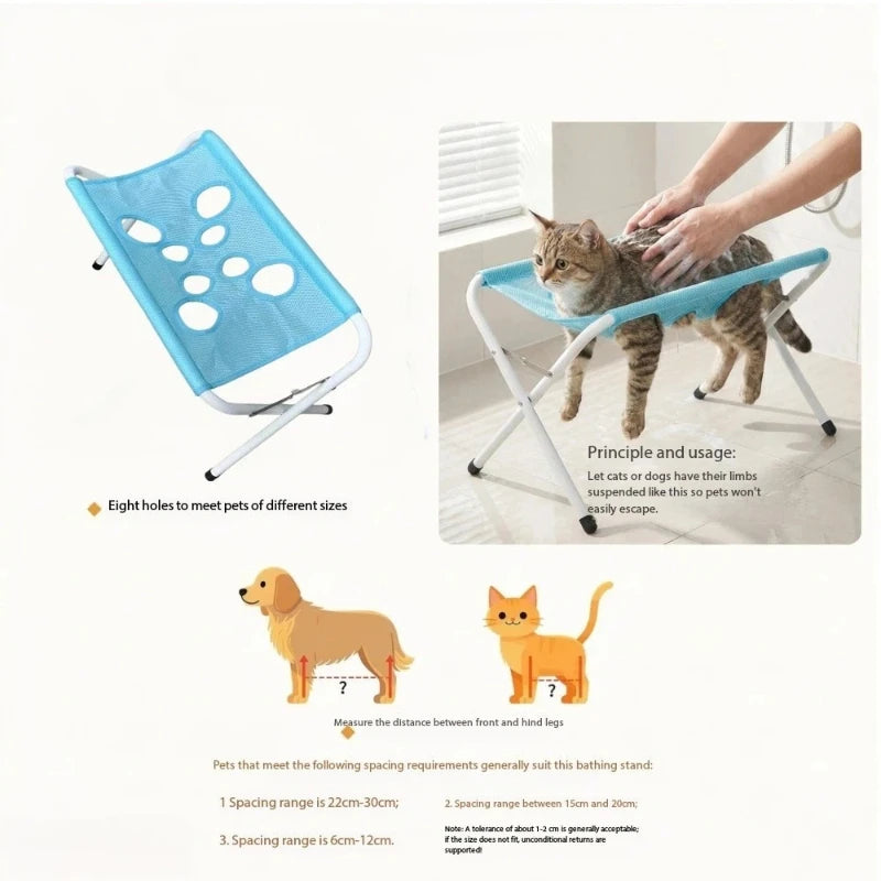 Rede de Higiene para Animais de Estimação — Cama para Banho e Higiene de Gatos e Cães; Suporte de Higiene Dobrável, Resistente a Arranhões e Mordidas