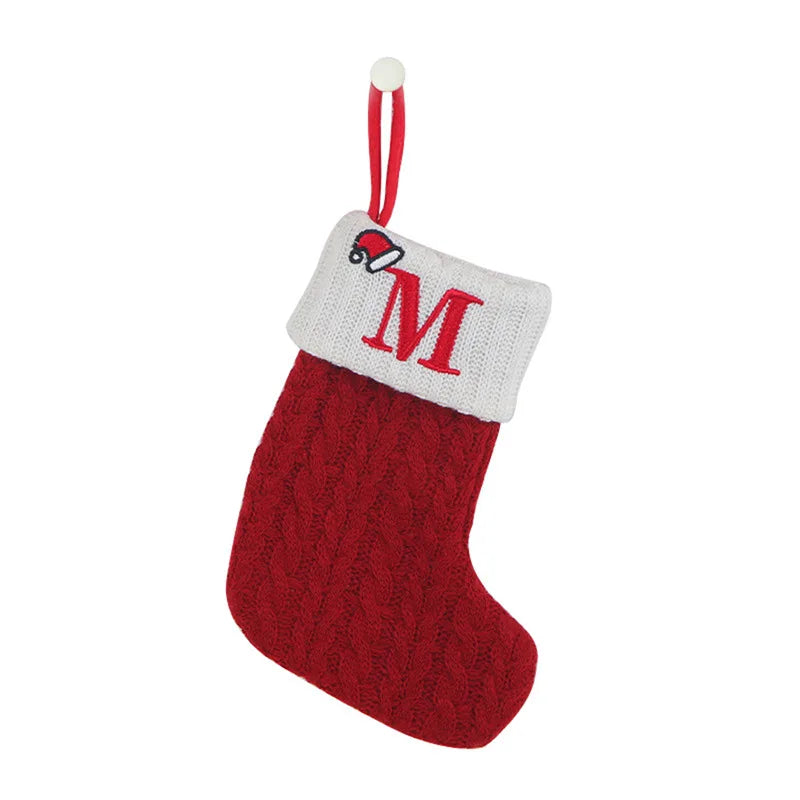Meias de natal tricô floco de neve carta meia decoração de natal para casa 2024 ornamento de árvore de natal presente navidad natal 2025