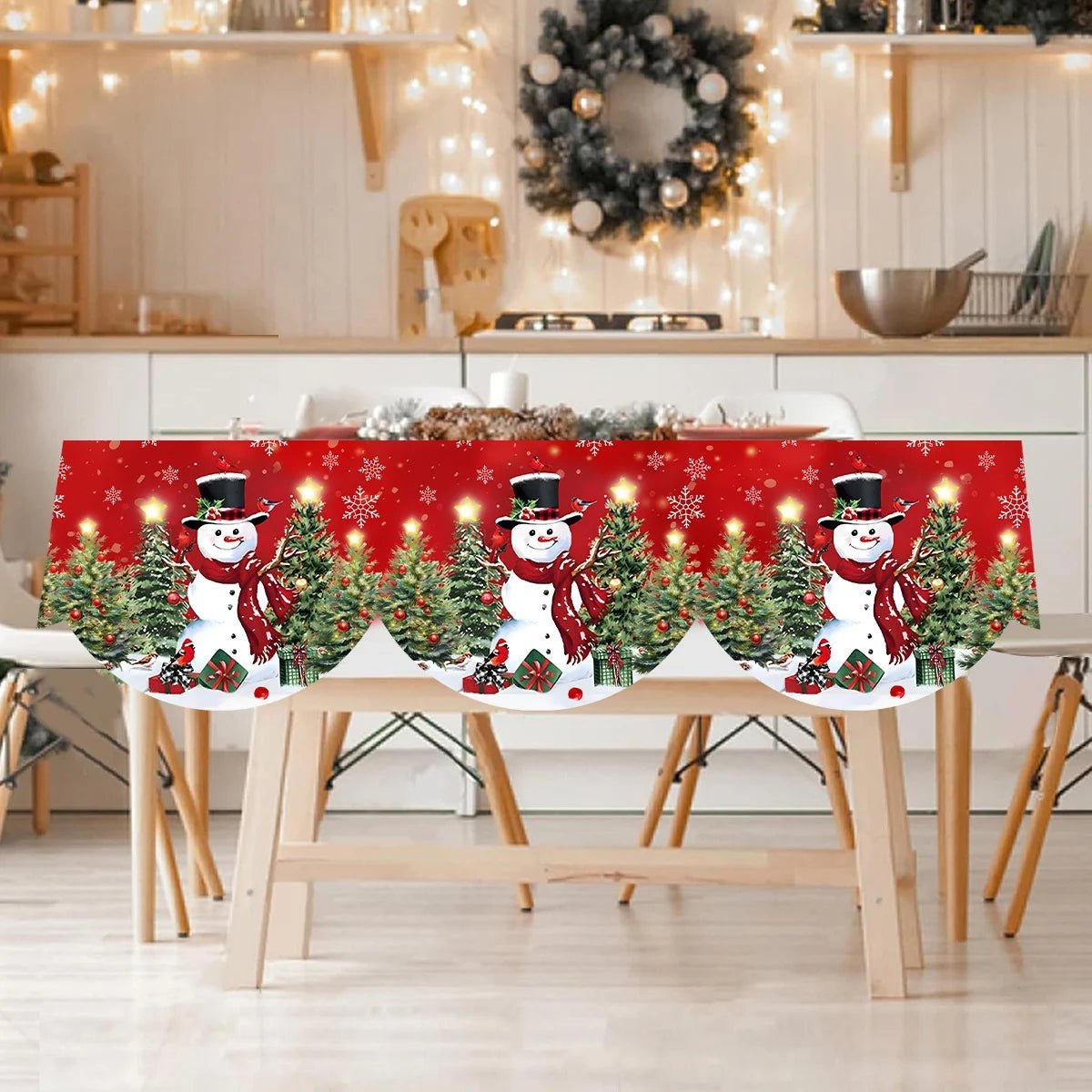 Natal vermelho lareira mantel cachecol capa de mesa enfeites de natal para casa 2025 boneco de neve de natal navidad natal ano novo 2026 presentes