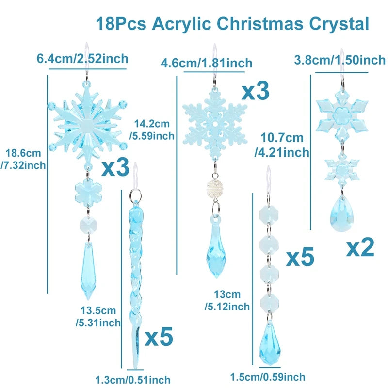 Ornamentos de cristal acrílico de natal decoração de festa de natal 2025 natal floco de neve enforcamentos navidad natal presente de ano novo 2026