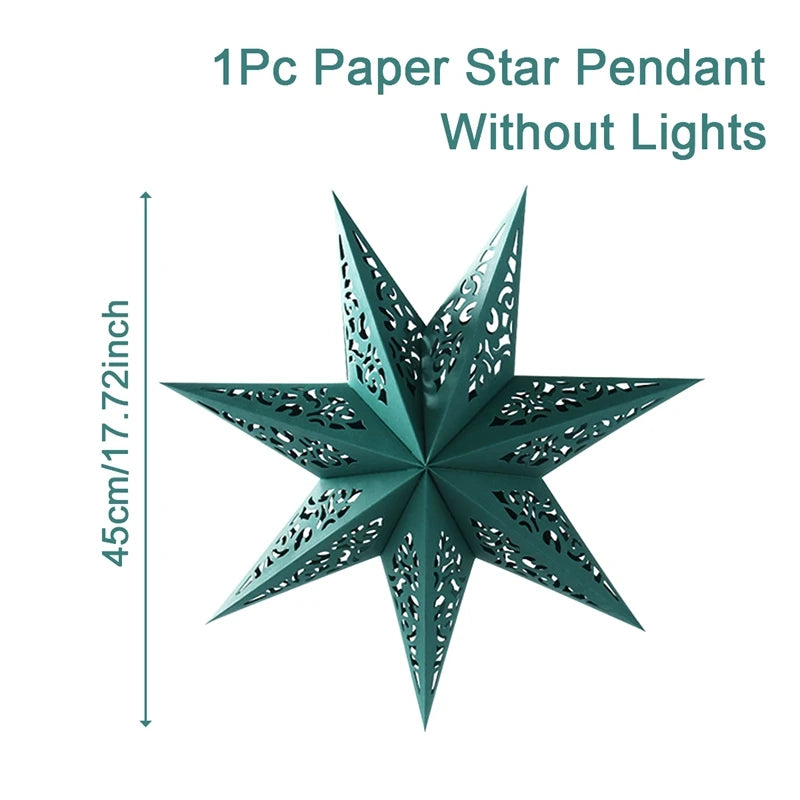 Estrela oca pendurado pingentes ramadan decoração 2024 para casa navidad natal noel presentes enfeites de natal ano novo 2024
