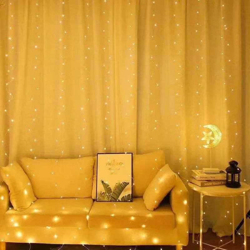 Luzes de Natal LED, Cortina de Luzes de Fada com 8 Modos, Controle Remoto USB, Decoração de Natal para Casa, Lâmpada de Ano Novo