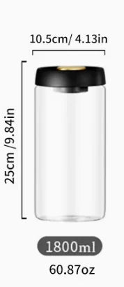 Pote de Vidro a Vácuo para Grãos de Café, Hermético, para Cozinha, Armazenamento à Prova de Umidade para Chá, Arroz, Amendoins e Nozes