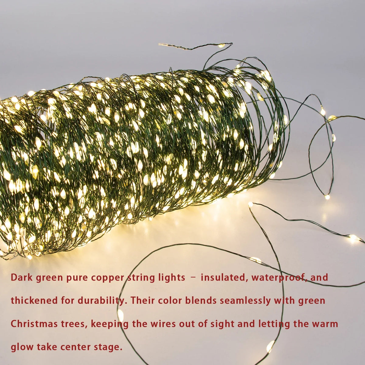 Guirlanda de Natal com Estrelas Cintilantes para Decoração de Ambientes, Luzes de Fada de Natal, Luzes de Fio de Cobre Verde com Plugue, 100m 200m 300m