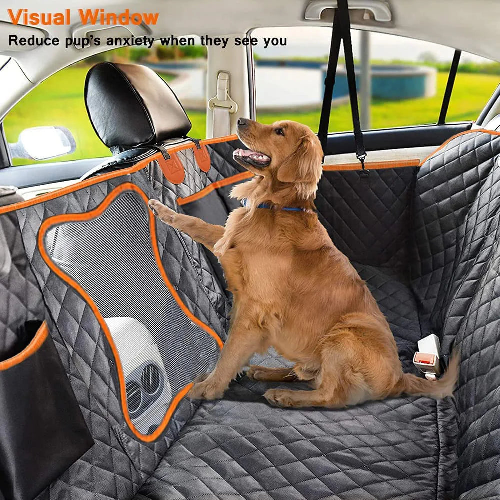 Capa de Assento de Carro Universal Impermeável para Animais de Estimação, Capa de Assento para Cães para o Banco Traseiro com Janela de Malha, Dupla Camada Reforçada Anti-Sujeira