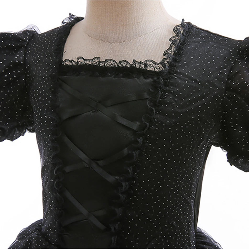 Traje de halloween para crianças vestido de bruxa preta com asas lantejoulas mal rpg traje malévola vestir-se roupa fantasma noiva