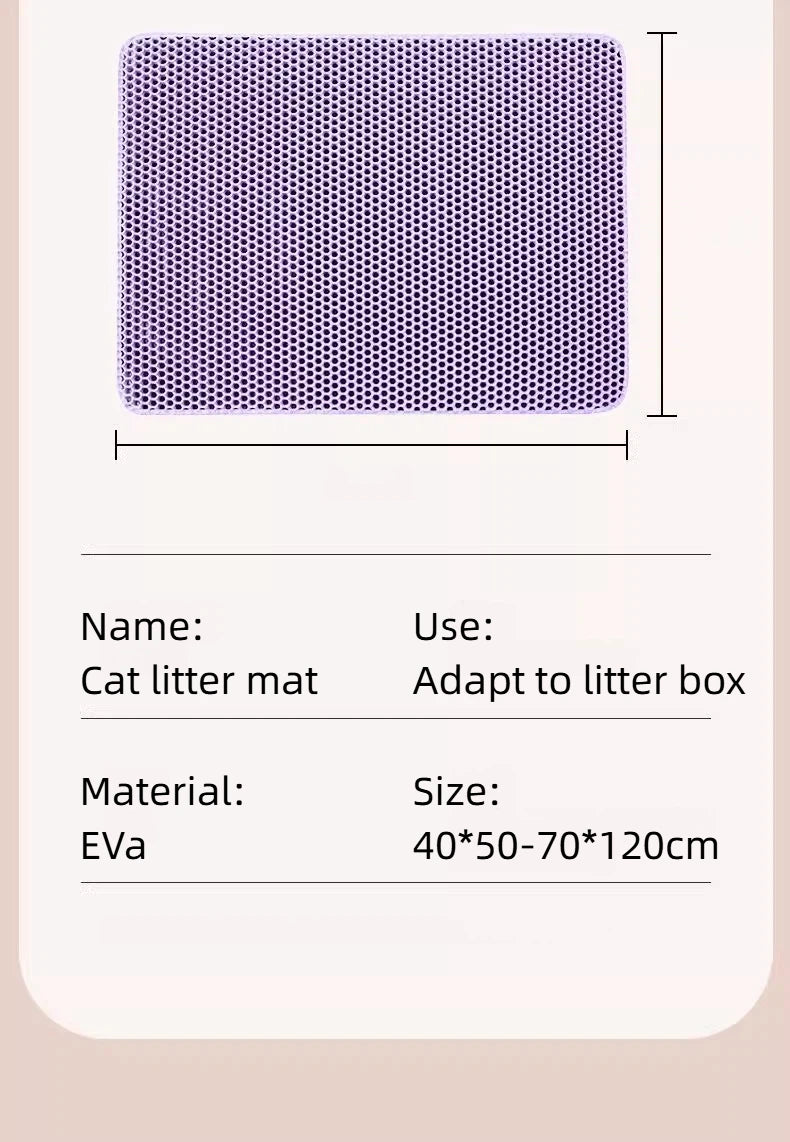 Tapete para Areia de Gato com Design de 2 Camadas, Tecnologia Premium de Retenção de Areia, Base Impermeável, Protetor de Piso Antiderrapante para Gatos de Interior
