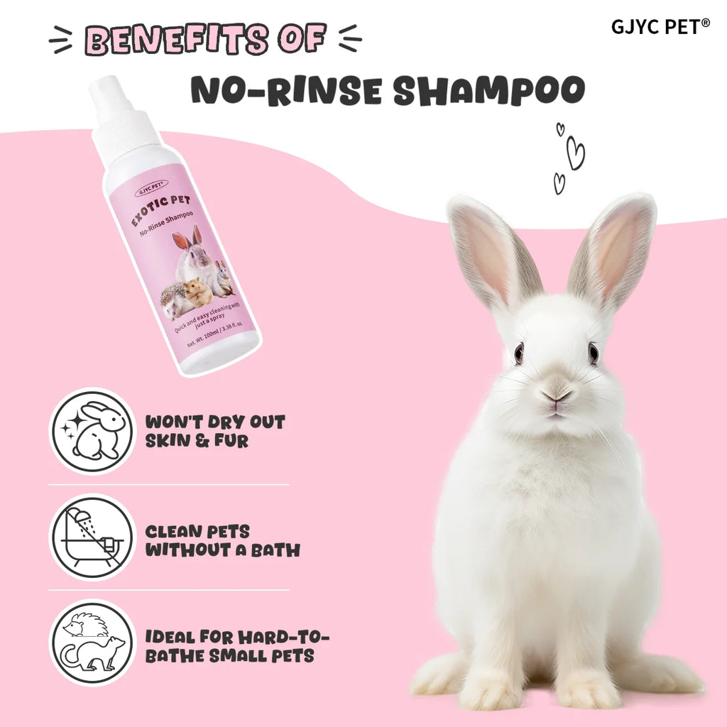 Shampoo para Pets Sem Água para Pequenos Animais, Fórmula Suave Hipoalergênica, Limpeza Profunda e Desodorização