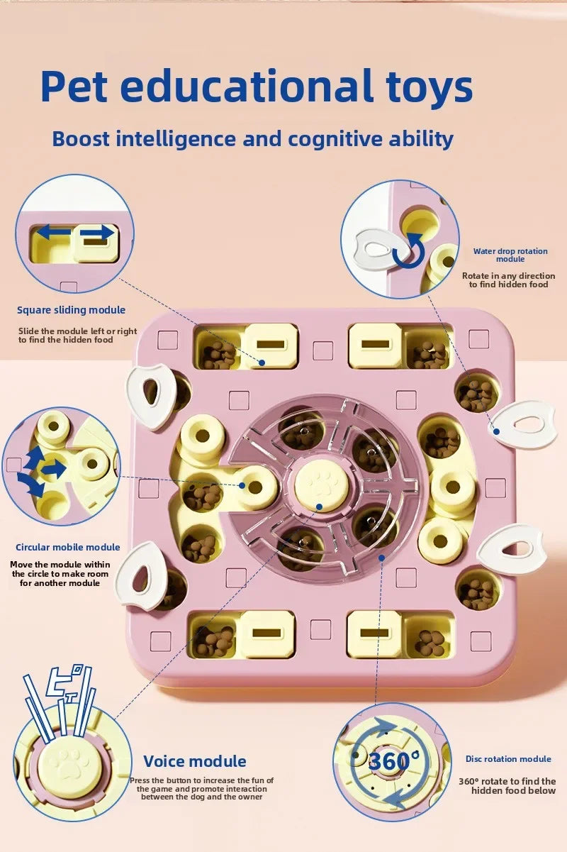 Brinquedo Labirinto Deslizante Multicamadas para Pets: Comedouro Lento, Tabuleiro de Busca de Alimentos, Anti-Engasgo