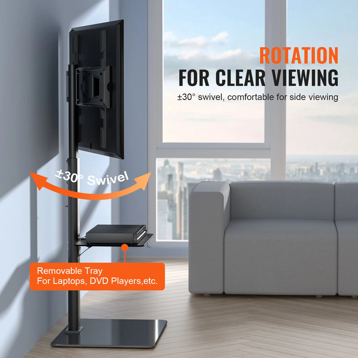 SucceBuy Suporte de TV giratório alto para TV de 32-65/70 polegadas com altura ajustável Suporte de TV portátil para piso Max VESA 600 x 800 mm