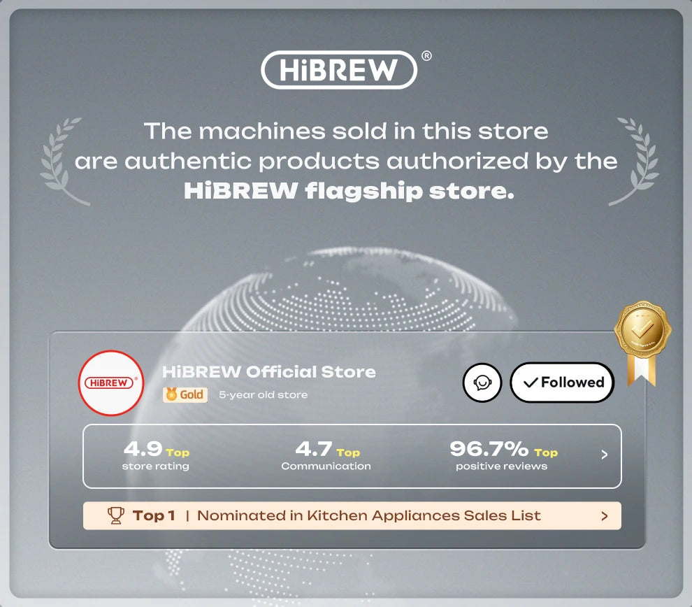 Hibrew moinho de rebarbas automático moedor de café elétrico com 34 engrenagens para café expresso americano despeje sobre armazenamento visual de feijão g3