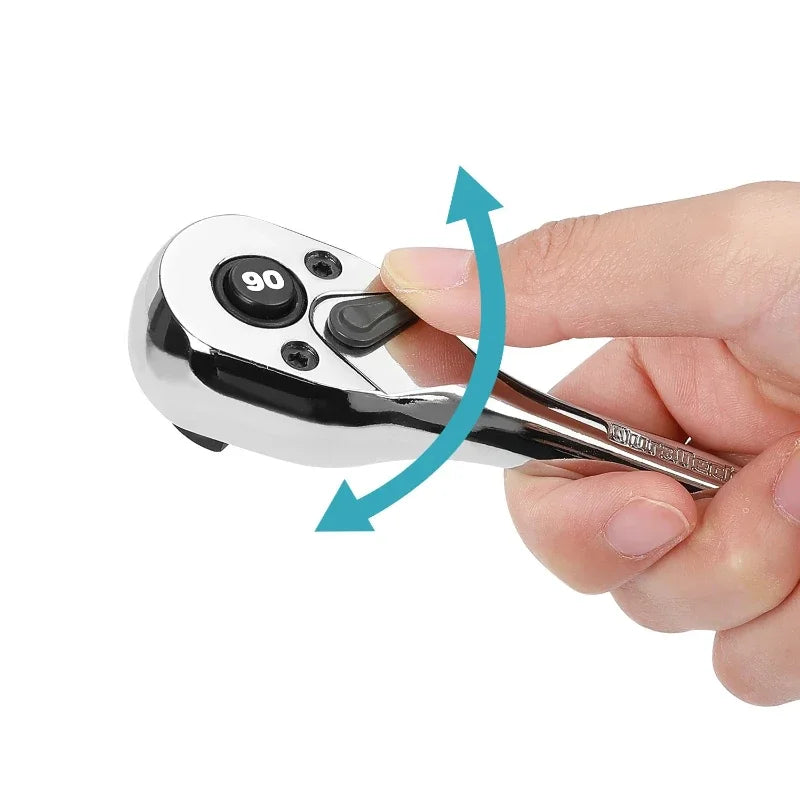 Chave de catraca, 1/4 ''3/8'' 1/2 '' Drive 24 dentes catraca de soquete reversível com liberação rápida, liga de cromo, totalmente polido
