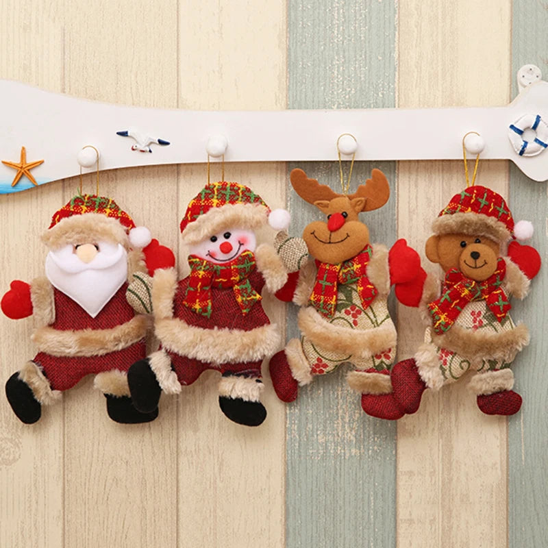 4 pçs feliz natal ornamentos diy presente de natal papai noel boneco de neve árvore pingente boneca pendurar decoração para casa noel natal ano novo