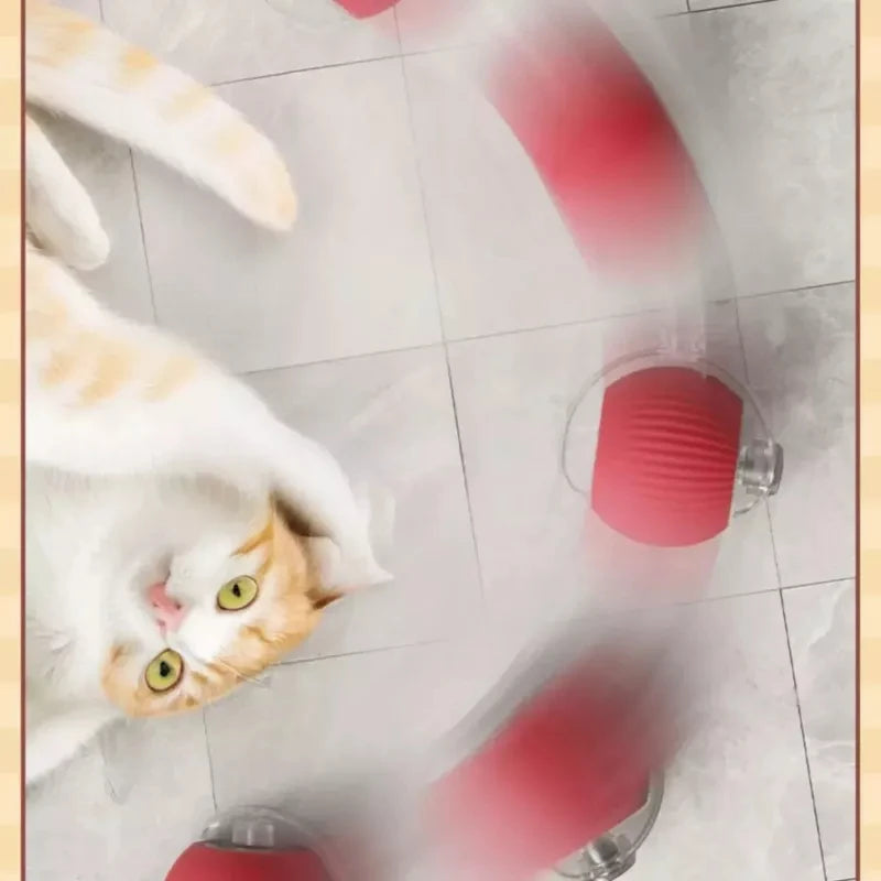 Automatic Toy for Cats Interactive Ball with Motion Sensor and Fake Tail Safe Design That Doesn't Hurt