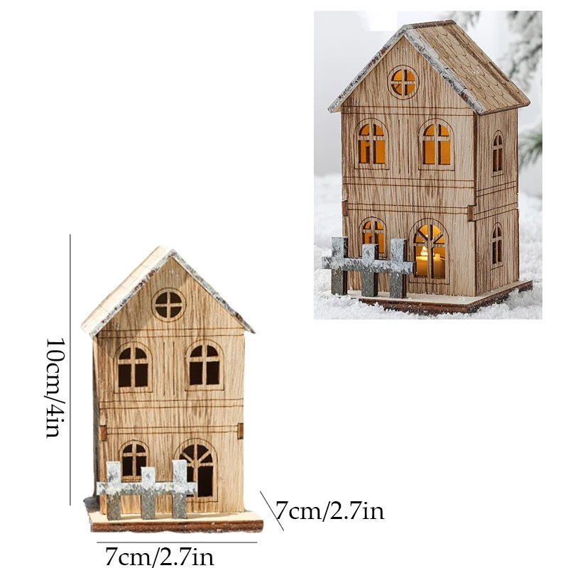 Decorações de natal natal led luz casa de madeira luminosa cabine mesa ornamentos noite lâmpada para casa ano novo crianças presentes - Kasa & Pet
