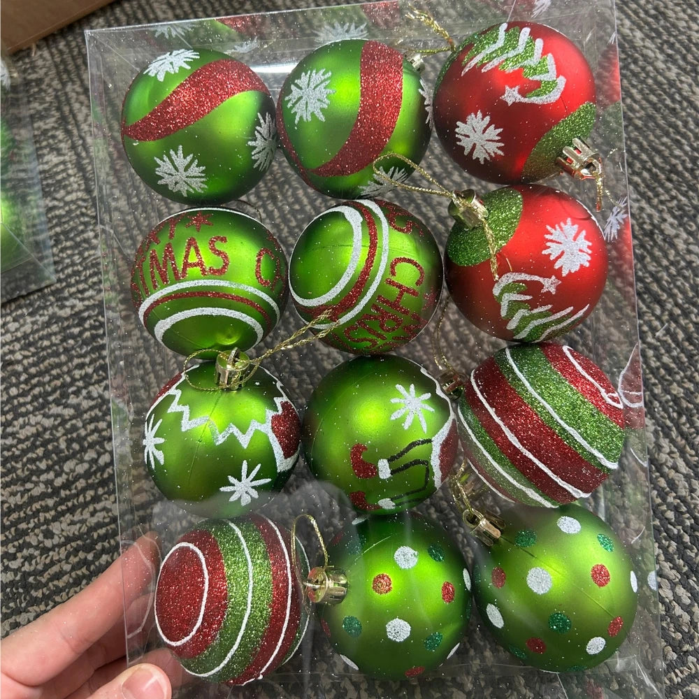 12 pçs 6cm conjunto de bola de natal para o natal ano novo casamento primavera festival carnaval festa cena pano decoração da árvore de natal