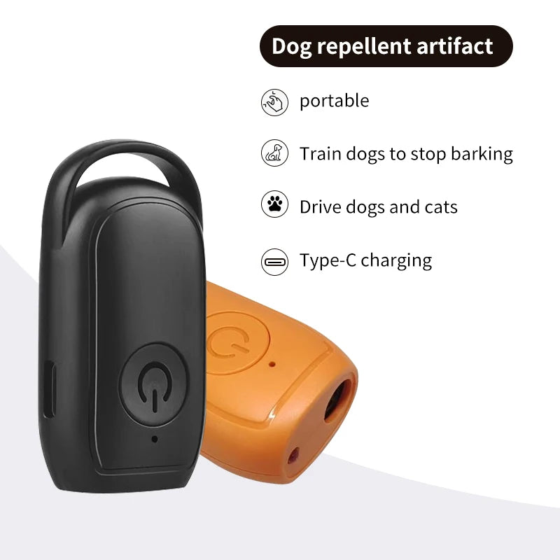 Repelente Ultrassônico Portátil para Cães 180mAh Recarregável 23 40KHZ Ferramenta de Repelência de Longa Distância para Uso Externo com Lanterna