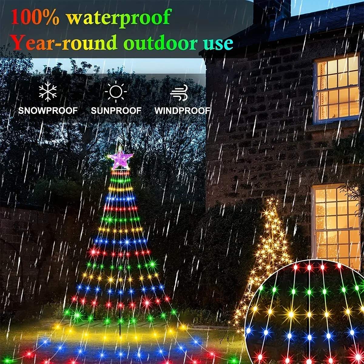 Decoração de natal 2025 luzes de decoração de férias solares led luzes de corda de natal ao ar livre estrelas brilhantes natal