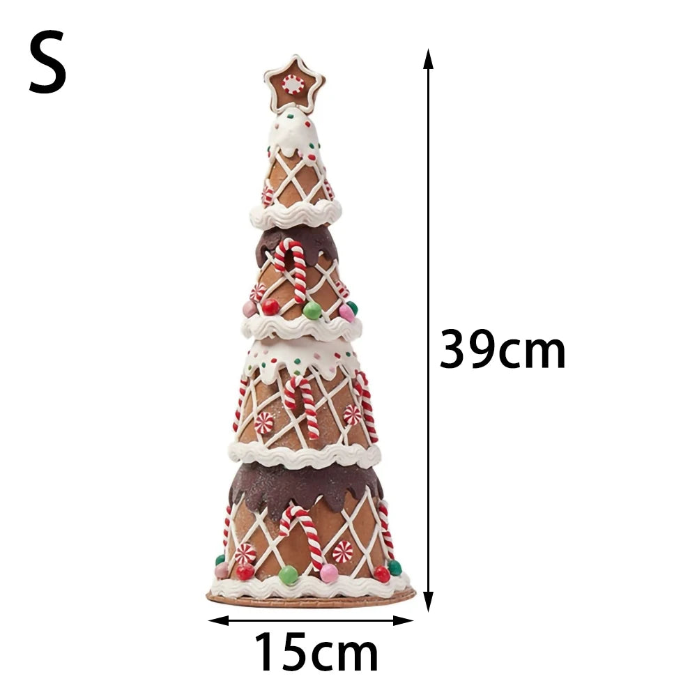 Castelo luminoso de natal, decoração de árvore de natal, ornamentos de argila macia, acessórios fofos de macaron, suprimentos para feriados de natal