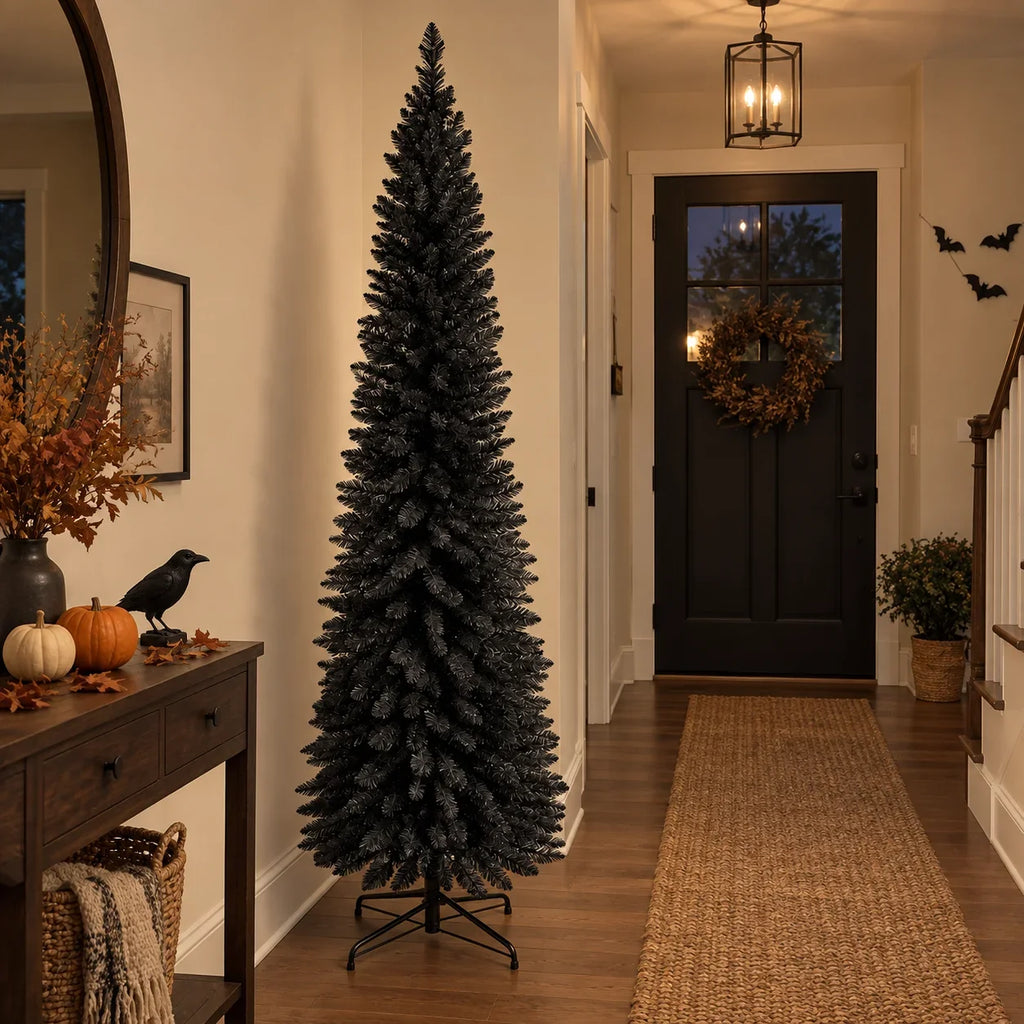 Árvore de Natal artificial preta, árvore decorativa para o Halloween, ideal para casa, escritório ou festas