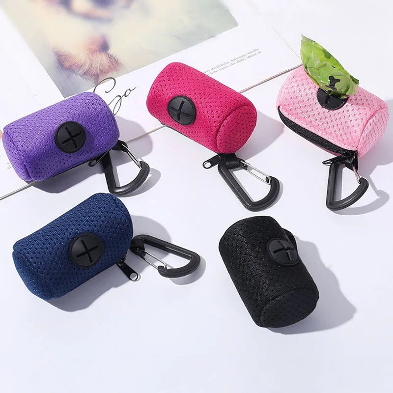 Saco de armazenamento para cocô de animais de estimação, dispensador de tecido de malha, coleira, saco de resíduos, suprimentos para animais de estimação para atividades ao ar livre