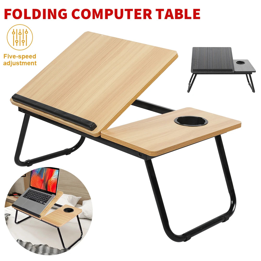 Mesa dobrável portátil para computador, mesa dobrável com ajuste de altura de 5 níveis para sofá e cama, dormitório, mesa de estudo em casa