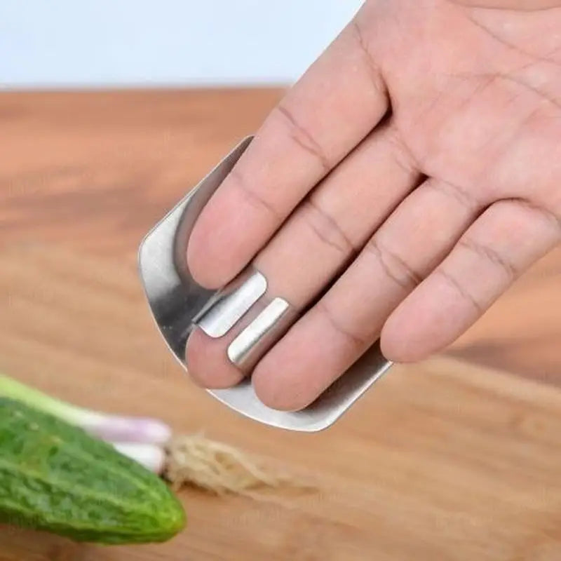 1 pçs ferramenta de cozinha de aço inoxidável mão dedo protetor faca corte fatia guarda segura