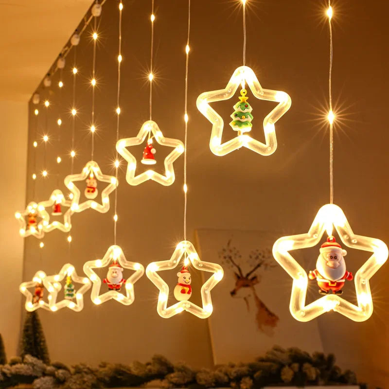 Natal LED Strip Lights para decoração do quarto, lâmpada guirlanda, plugue USB, quarto, sala de estar, janela