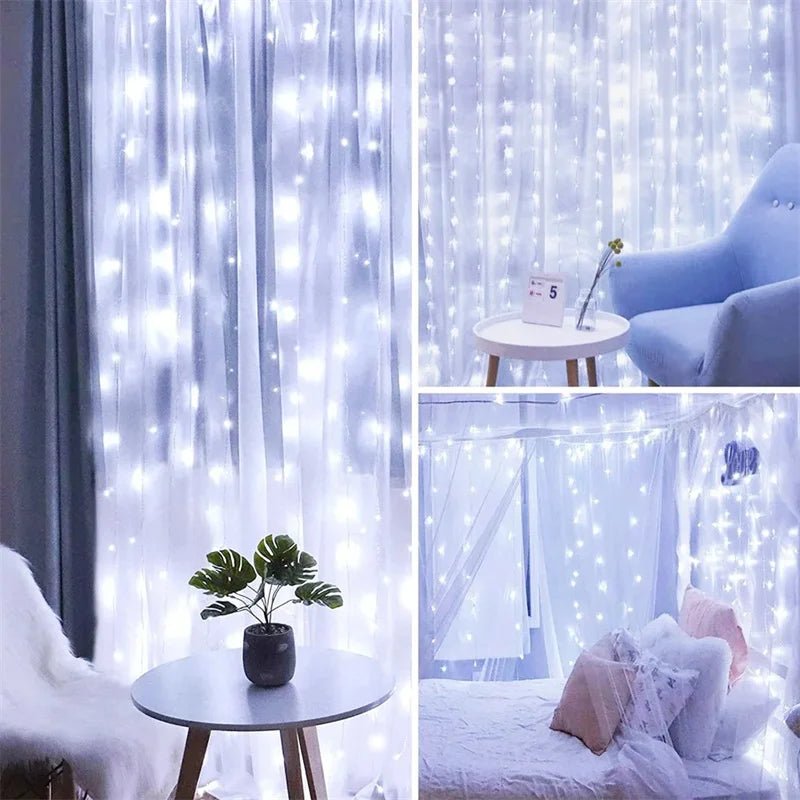 Luzes de natal led luzes de cortina de fadas 8 modo remoto usb festão decoração de natal para casa férias lâmpada de ano novo