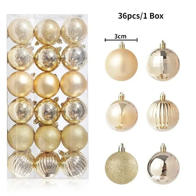 24 Bolas de Natal para Decoração de Árvore de Natal, Enfeites para Decoração de Casa, Halloween, Ano Novo, Acessórios de Bolas Pendentes de Natal