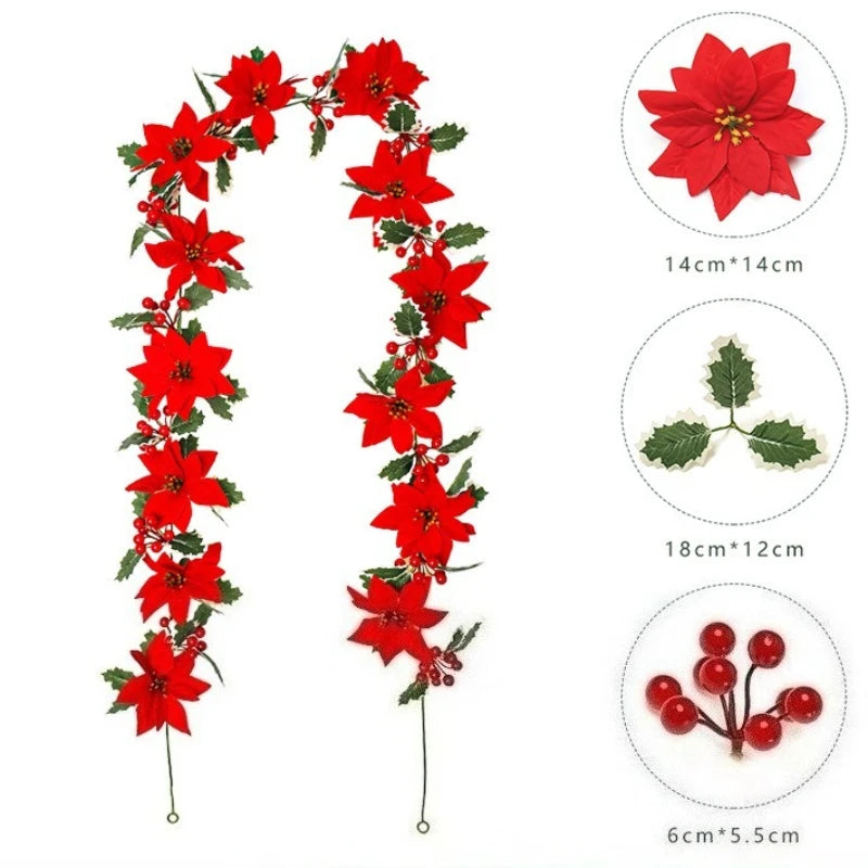 Guirlanda de Natal artificial - perfeita para atmosfera festiva - ideal para Natal, aniversário, casamento, aniversário, decoração de arco de parede