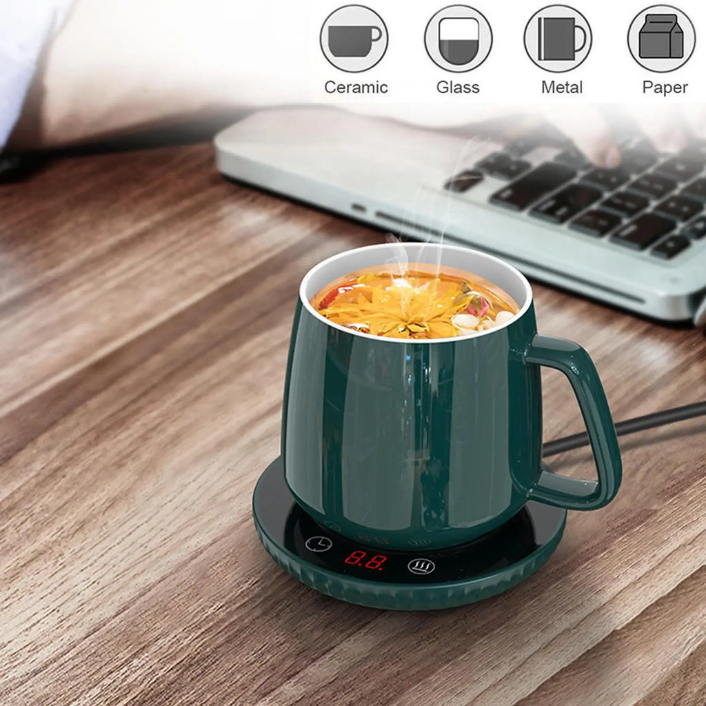 Caneca copo mais quente café leite chá copo de água aquecimento elétrico touch pad temperatura ajustável chá quente aquecedor mais quente plugue da ue