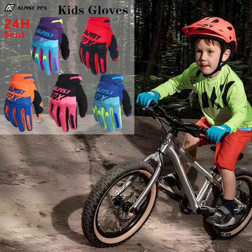 Almst Fpx Children's Cycling Gloves for Boys and Girls, Anti-slip Pull-on Outdoor Sports Kids' Balance Bike Gloves, Wear-resistant