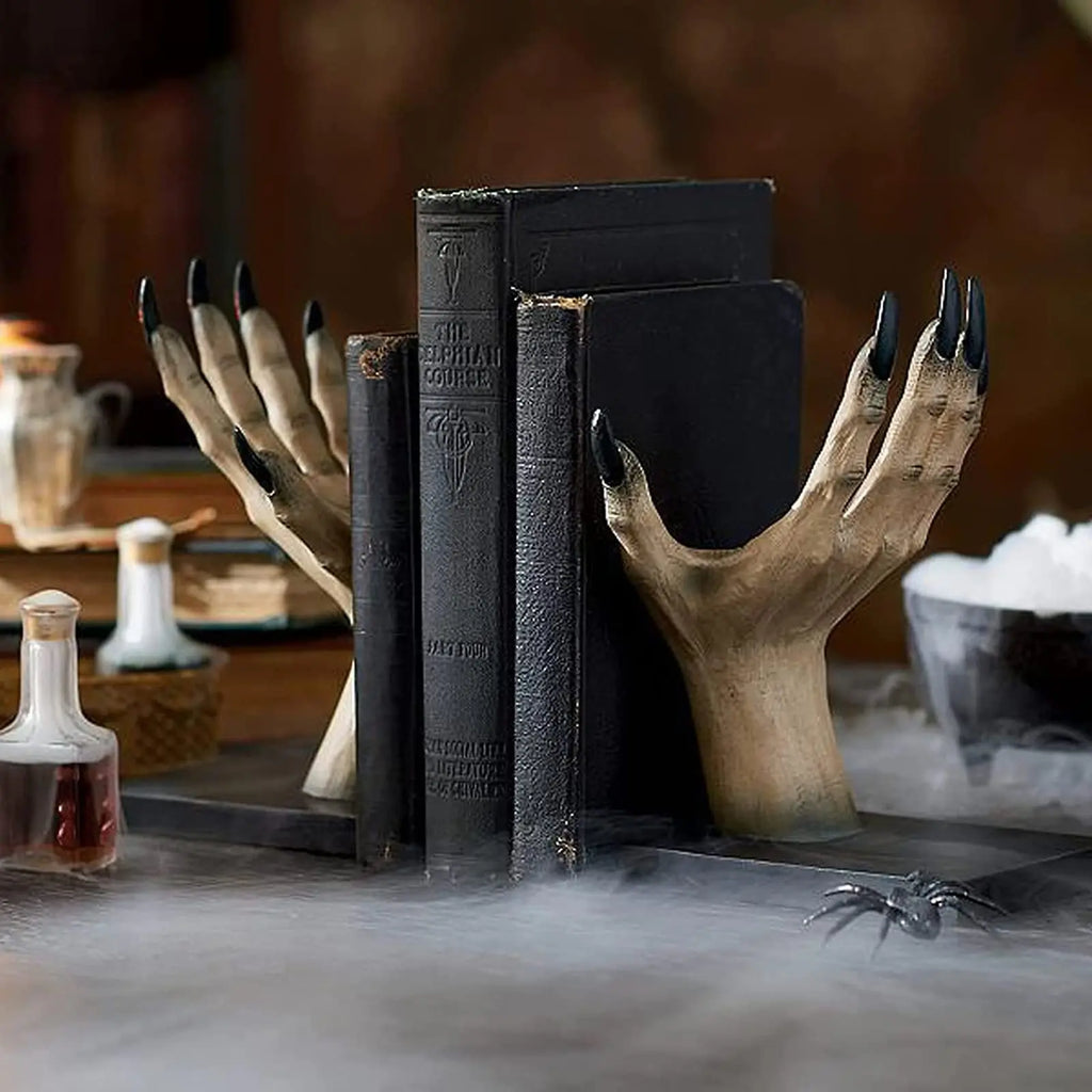Halloween bookends decoração gótico casa bookends prateleiras único assustador monstro mão livro termina assustador decoração do quarto de halloween