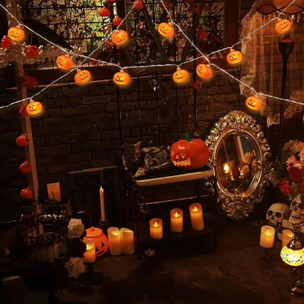 Decoração de Halloween: Luzes de Corda de Abóbora para Atmosfera de Terror, Decoração para Casa, Festa de Halloween, Doçura ou Travessura, Iluminação DIY
