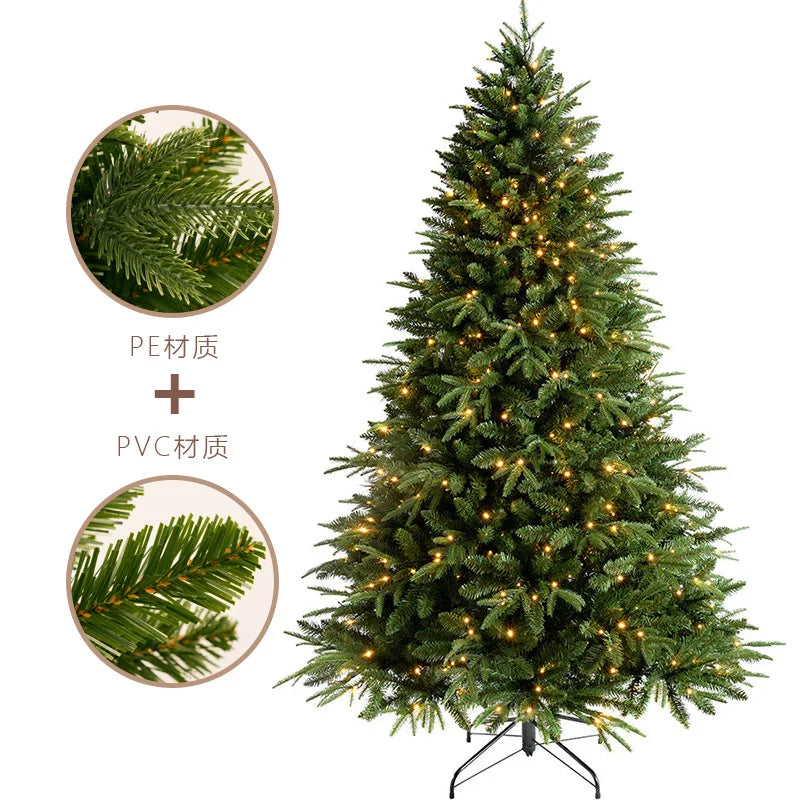 2026 Nova Árvore de Natal Mista de PE Pré-iluminada, Árvore de Natal Artificial de Alta Qualidade com Galhos Densos, Decoração Natalina para Casa