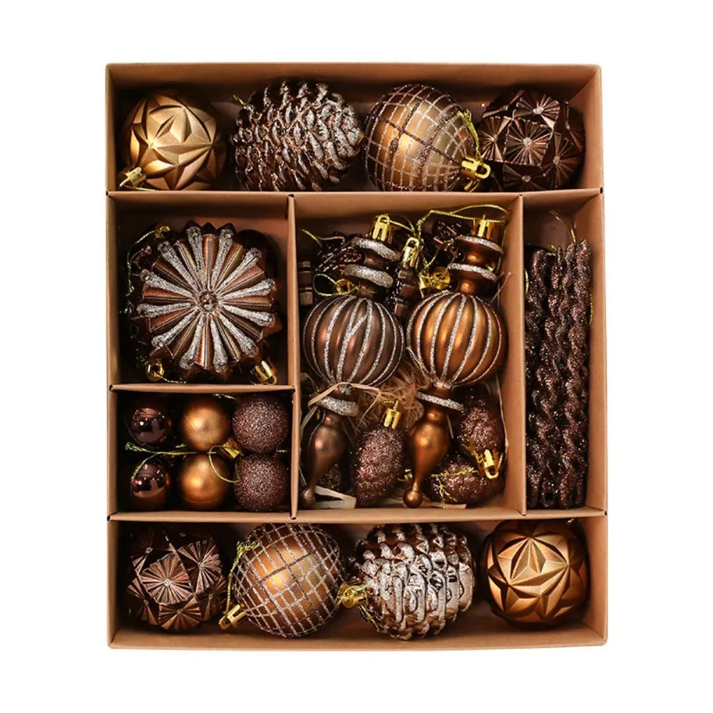 Conjunto de Bolas de Natal com Formatos Variados, Enfeites de Natal Inquebráveis para Pendurar, Bolas, Donuts, Gnomos, Pinhas, Decoração de Natal para Casa