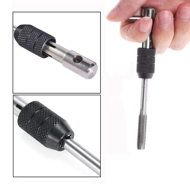 Chave de alça t m3 m4 m5 m6 m8 mão torneira reamer rosca conjunto de ferramentas de rosqueamento máquina ajustável rosca rosqueamento broca