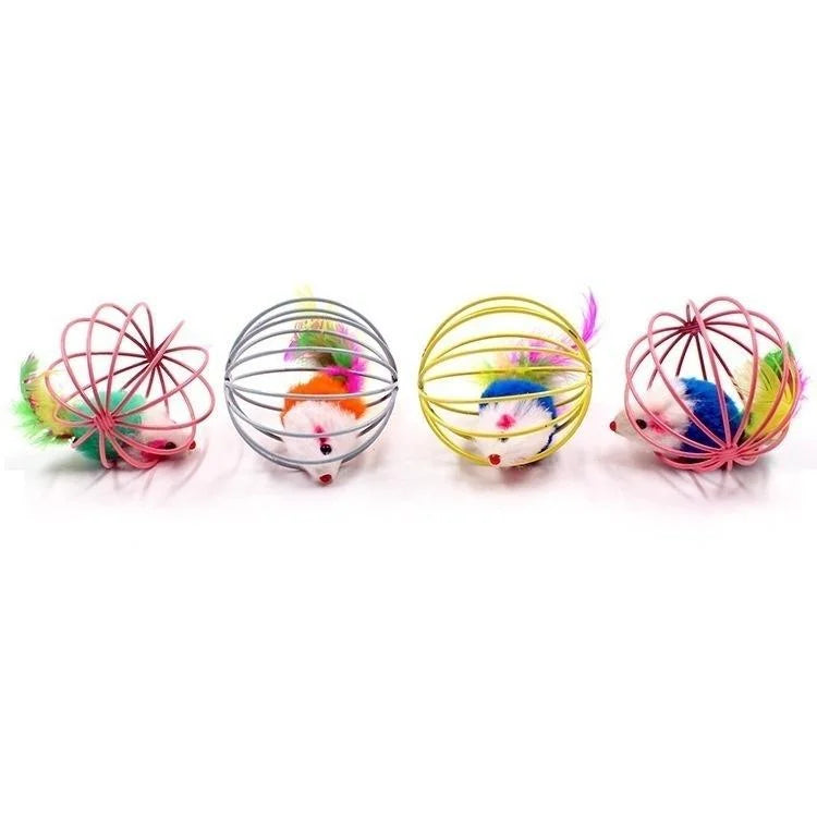 Engraçado enjaulado mouse pet brinquedo rato bola para gato cão animal de estimação novidade brinquedo suprimentos para animais de estimação