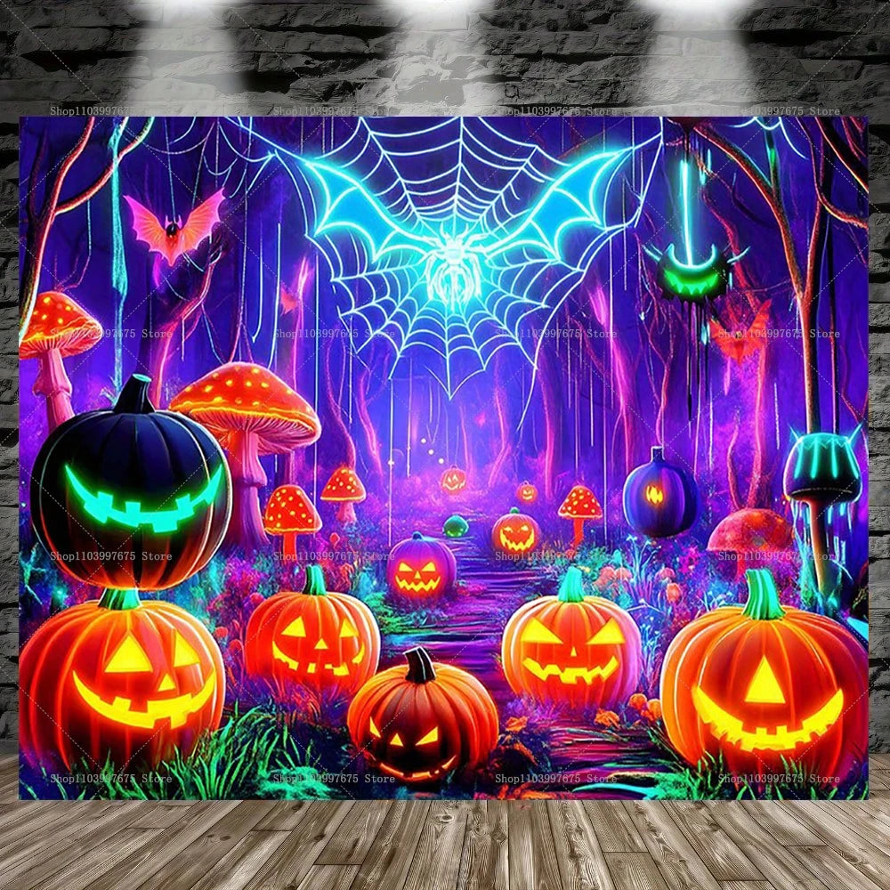Halloween Backdrop Banner Pumpkin Bats Ghost Design Photography Background For Halloween Party Birthday Decorations Wall Decor