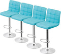 Conjunto de 4 Banquetas Giratórias Ajustáveis, Banquetas Modernas de Couro PU para Cozinha, Banqueta com Encosto Quadrado Personalizada