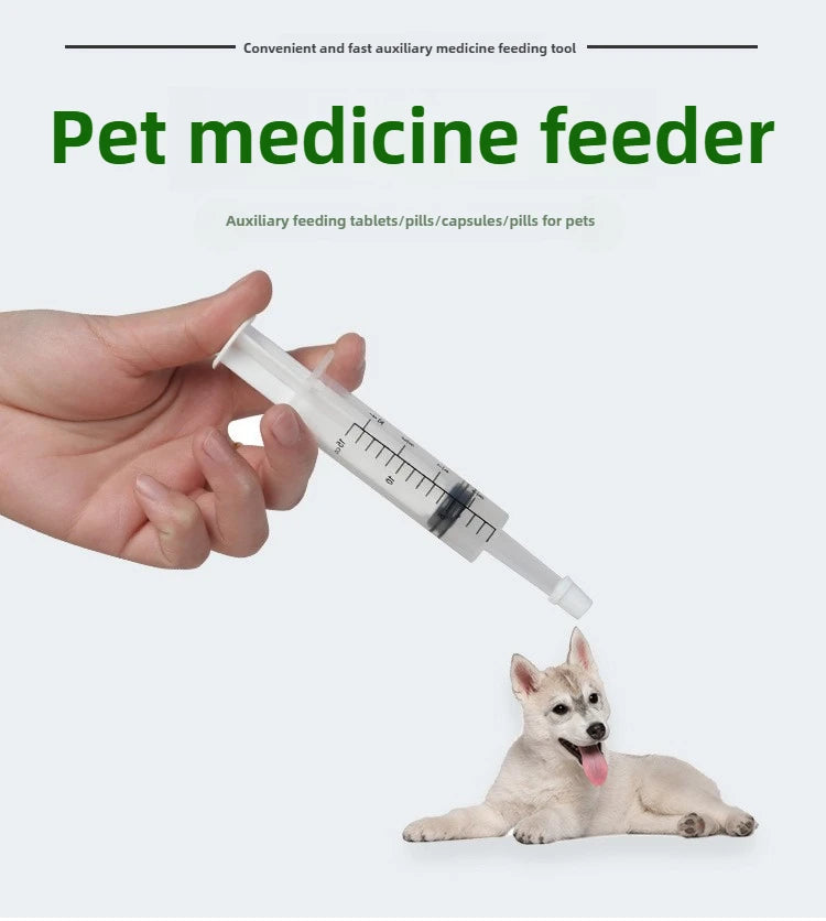 Dispensador de remédios com tubo de pressão para animais de estimação para cães e gatos universal para alimentação de cães e gatos