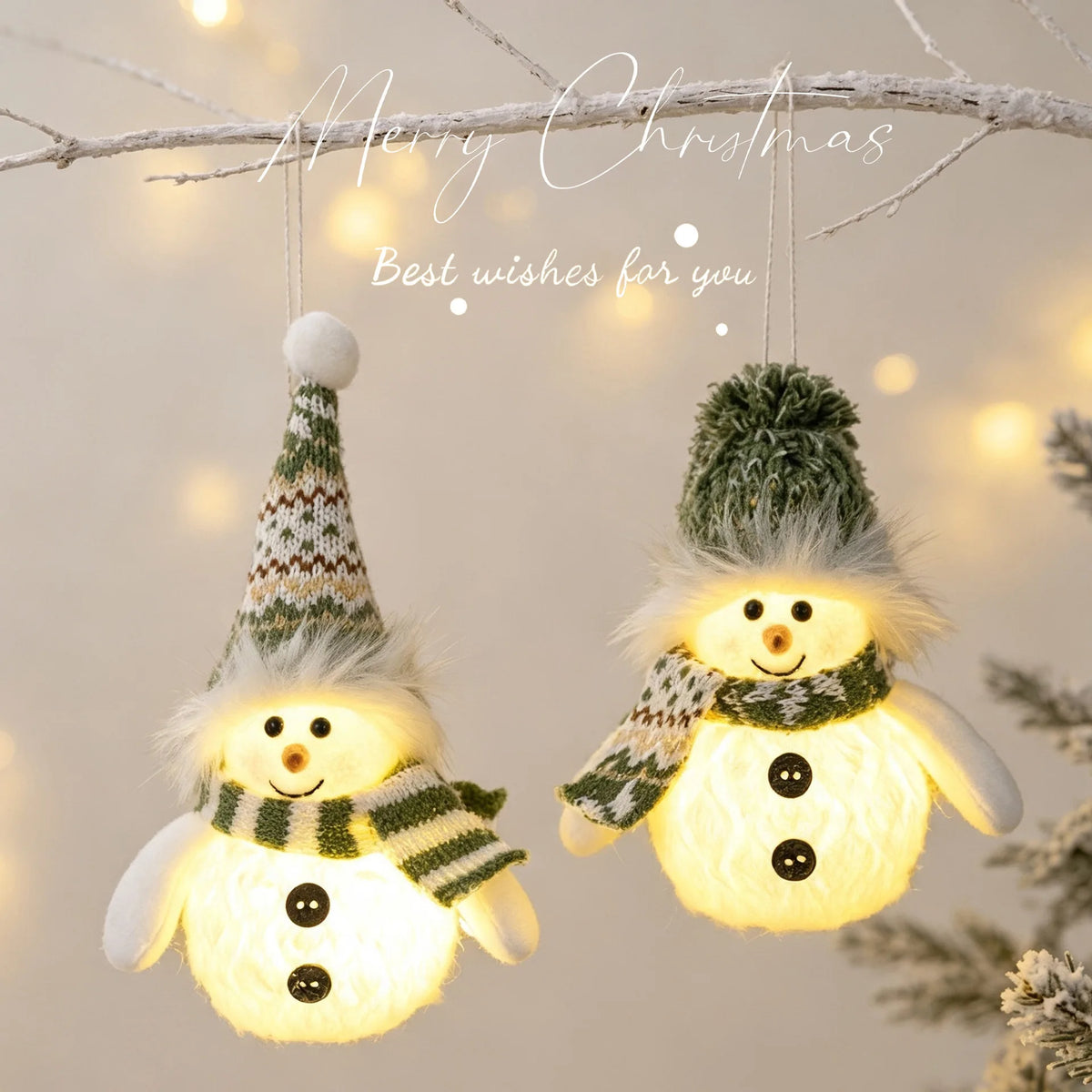 Boneco de neve de pelúcia com luzes de Natal, decoração de mesa de Natal, para uso interno, artigos para festas de Natal, presente.