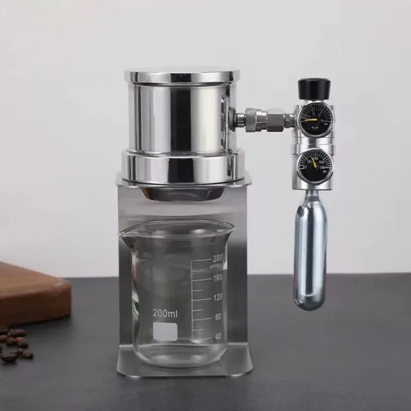 Máquina de café expresso pneumática portátil, extrator de café manual de alta pressão com dois manómetros, utensílio para preparar café em casa.
