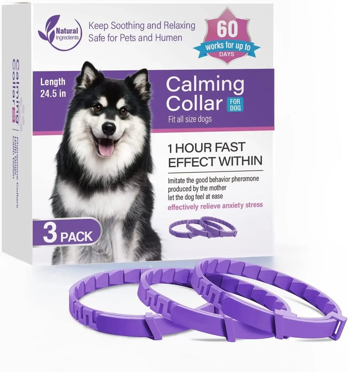 Coleira calmante para animais de estimação, para gatos, cães, ajustável, ansiedade, feromônio, reduzindo coleira para animais de estimação, duradoura, natural, calma, relaxar, calmante