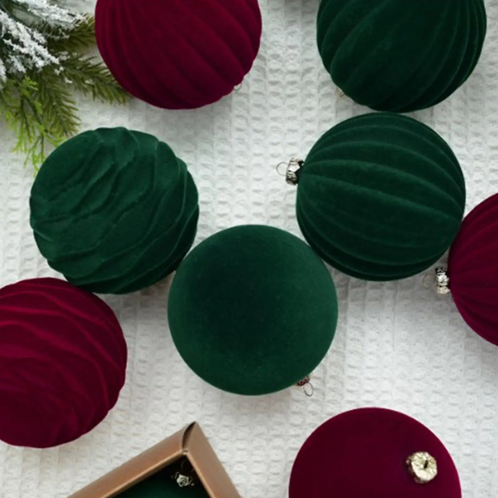 Bolas de natal de veludo 12 unidades/caixa bolas de árvore flocadas pingente ornamentos design luxuoso decoração para decorações de natal