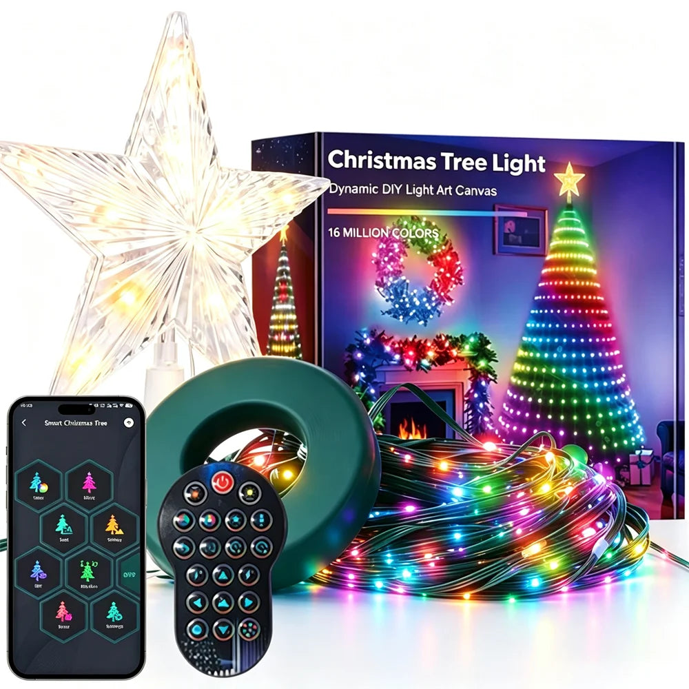 Luzes de Natal RGBIC de 1,8m com 400 LEDs, Luzes de Cordão para Festas com Texto Personalizável, IP65 à Prova d'Água para Decoração de Natal Interna e Externa