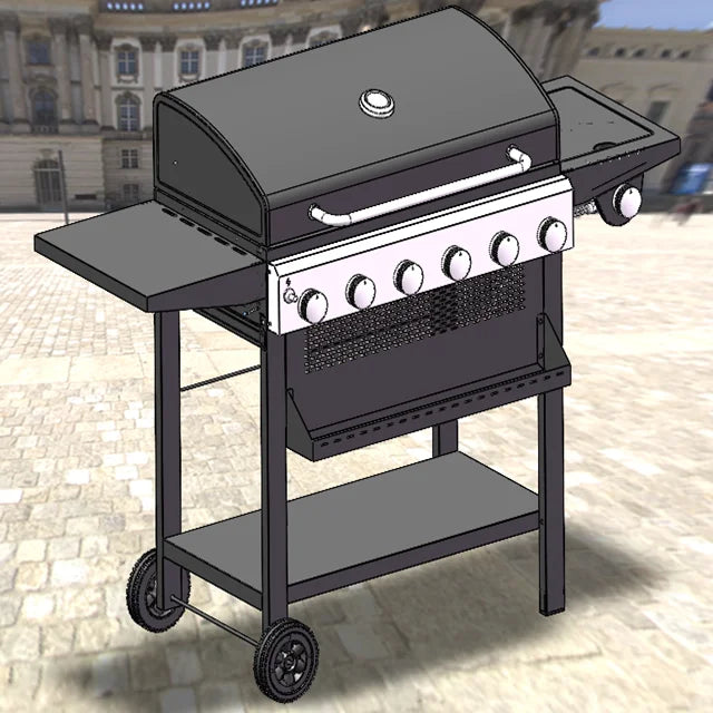 Armários e Ilhas para Churrasqueiras de Cozinha Externa em Aço Inoxidável 304 de Alta Resistência, com Grelhadores de Churrasco a Carvão, GLP e Gás Natural, com Rotação Visual